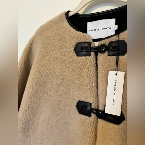 NEW Rebecca Minkoff Shearling Toggle Jacket Vegas Leather Size XL NWT - Picture 5 of 7